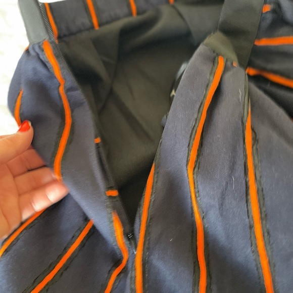 FRNCH Navy Orange stripe Aline skirt - Picture 8 of 11